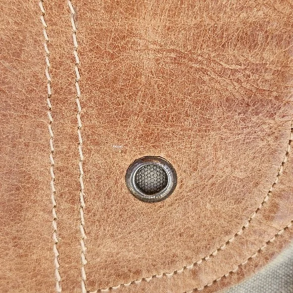 CLEA RAY UPCYCLED MILITARY TENT CANVAS AND LEATHER CROSSBODY BAG - Picture 6 of 14